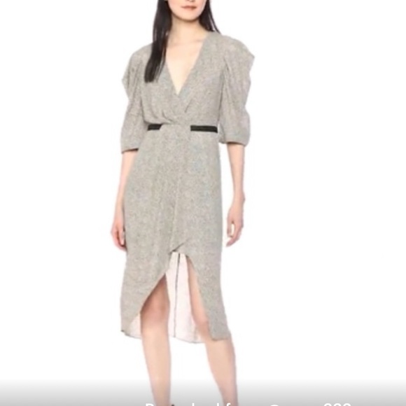 ✨ BCBG Faux Wrap Leopard Slight Puff Shoulder High Low Dress✨ - Picture 3 of 14